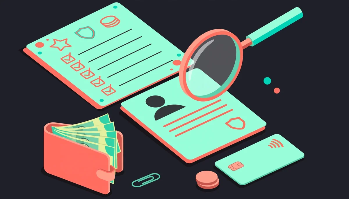 Isometric scene of casino checks with licence and wallet